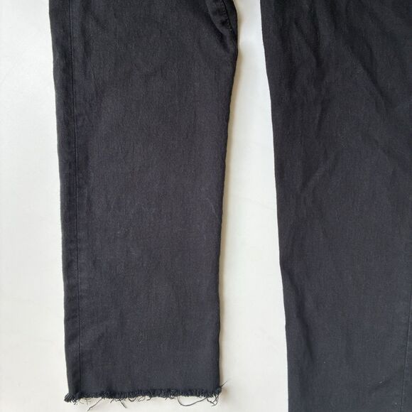 Levi’s Premium Wedgie Straight Leg Jeans Black Raw Hem Womens Size 27 Button Fly - Picture 9 of 16